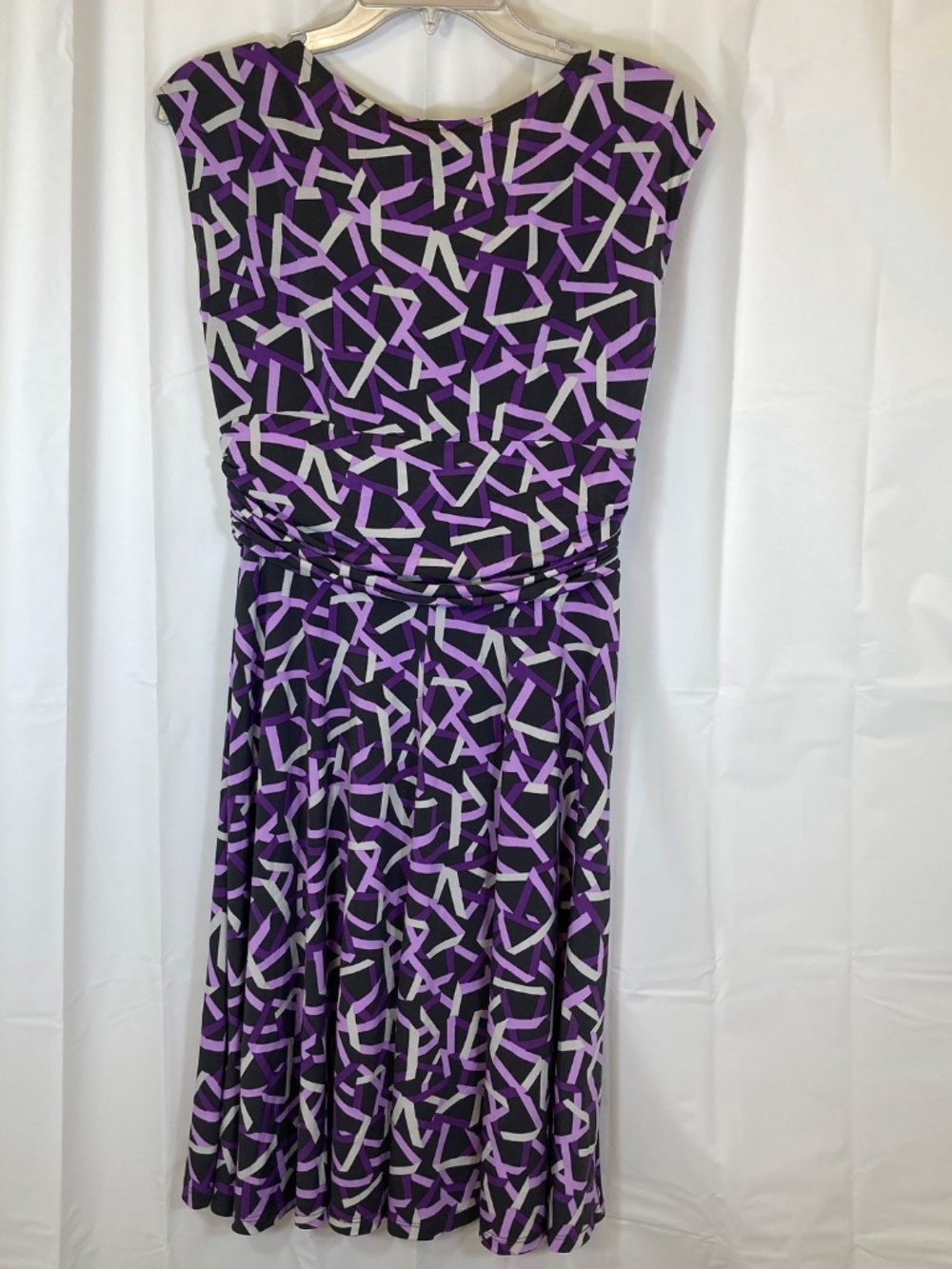 New York & Company Dress Sz M Cowl Neck Dress Gray Purple Worn Once - Picture 8 of 11